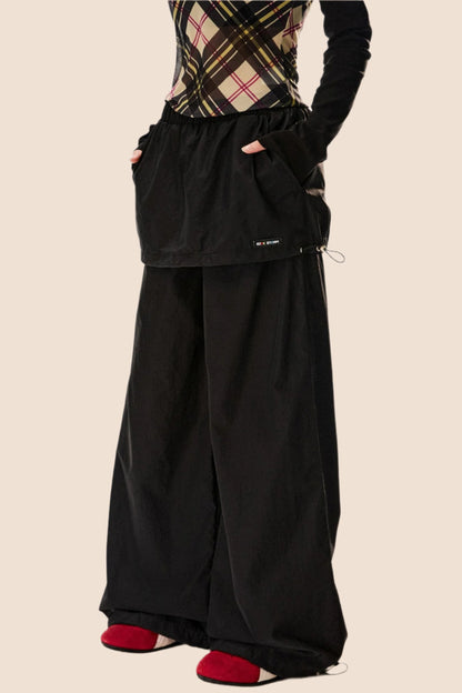 Retro Wide-Leg Check Pants