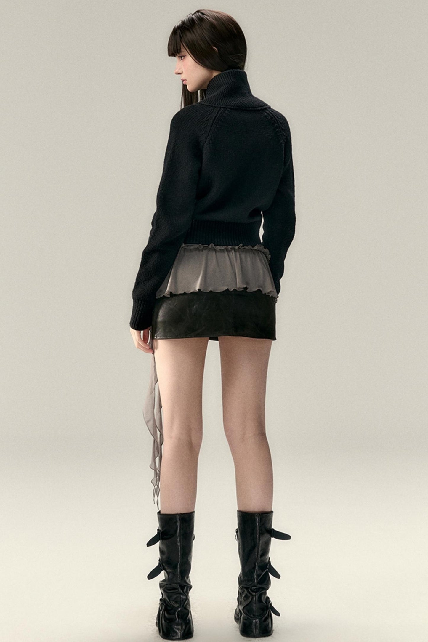 Three-Dimensional Ribbon Pocket Cardigan