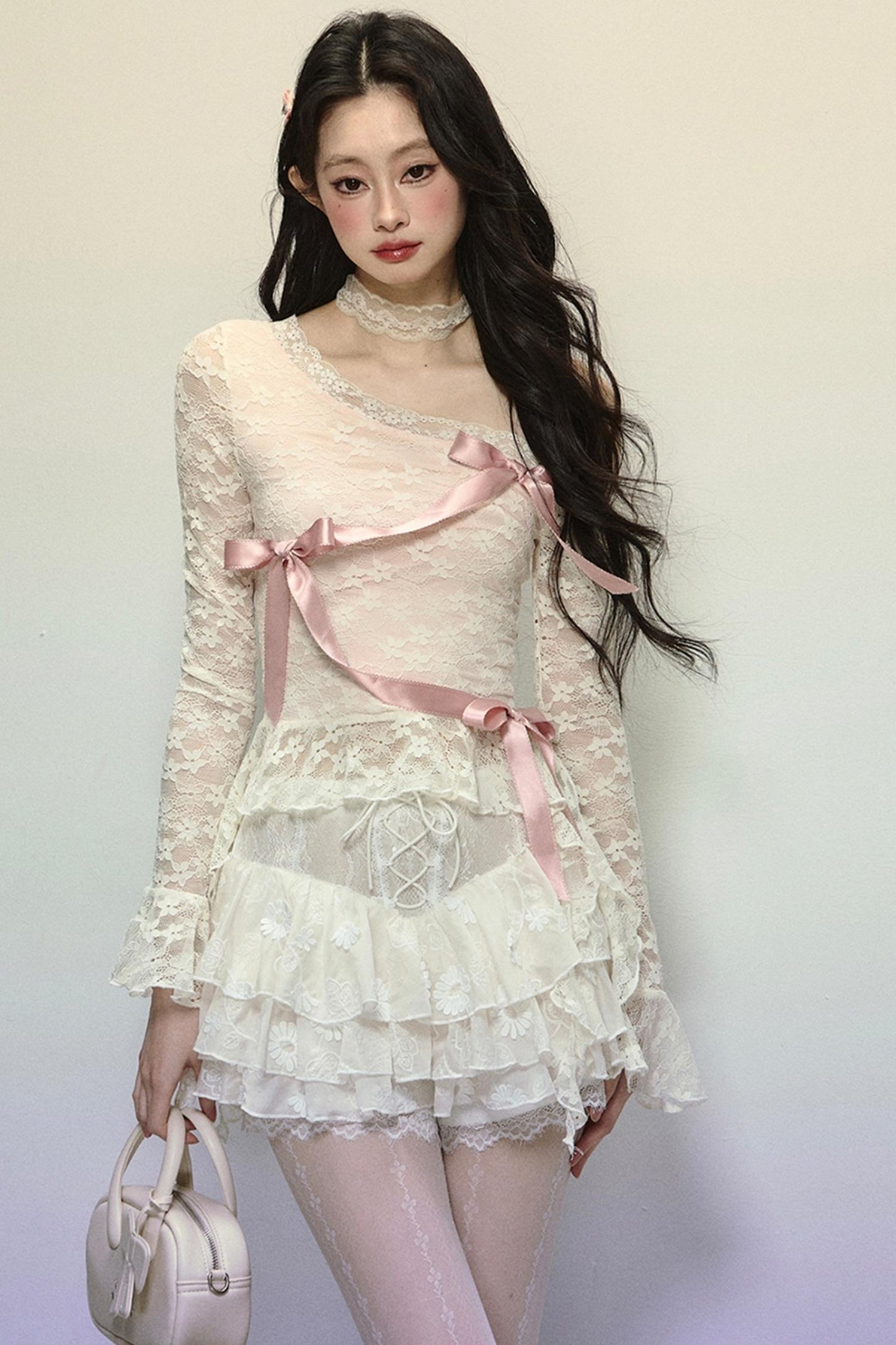 High-Waisted Jacquard Short Skirt