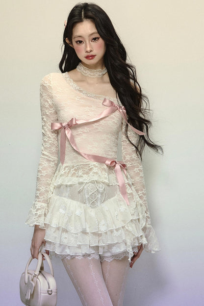 High-Waisted Jacquard Short Skirt