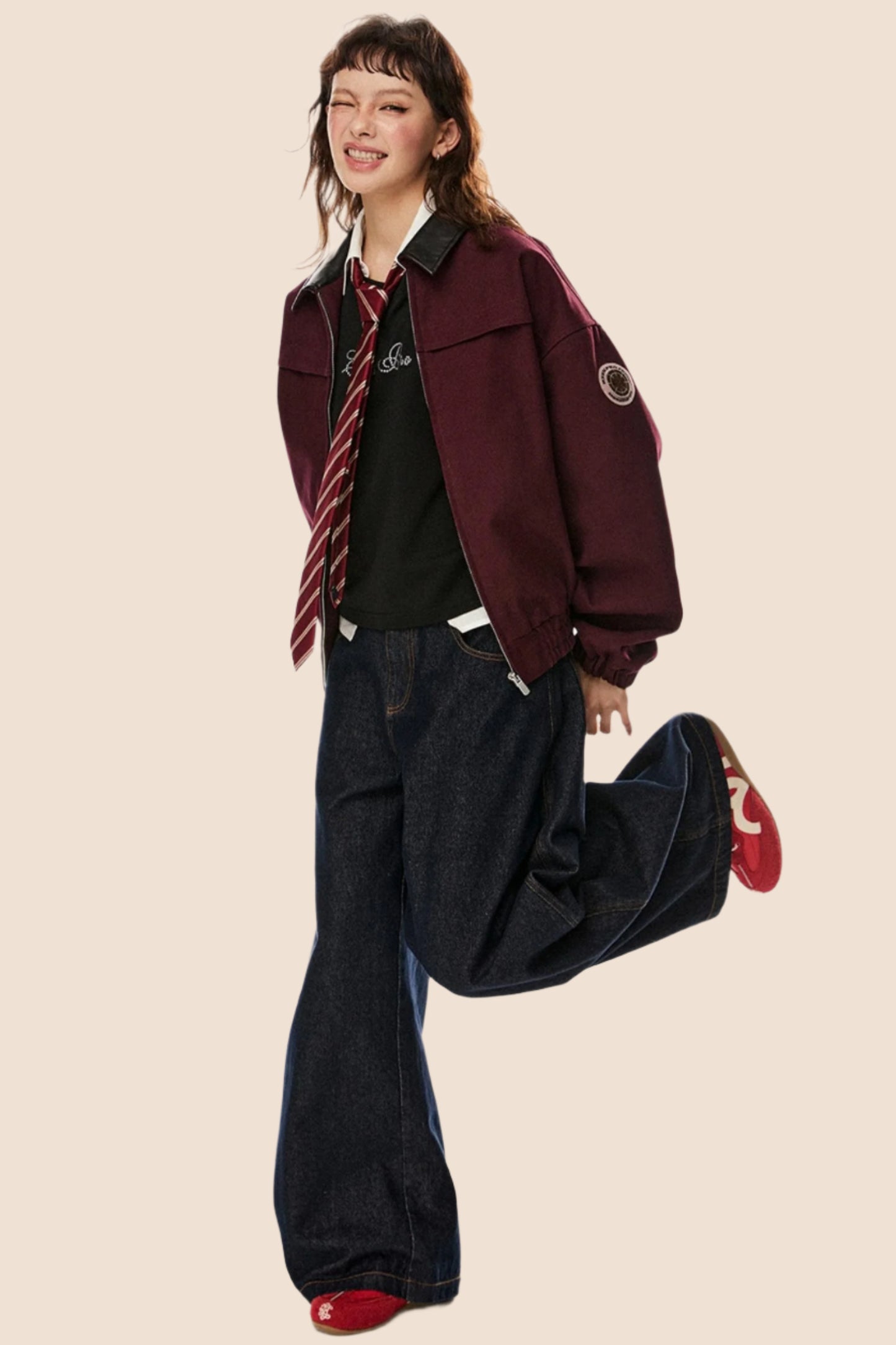 Veste décontractée à revers lâche 