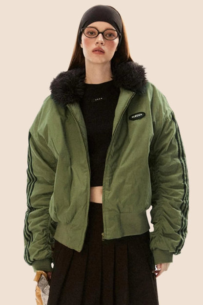 Retro Fur Collar Padded Jacket