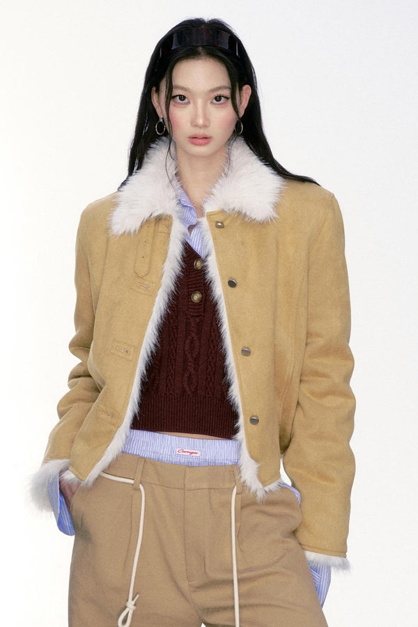 Temperament Plüsch warme Jacke 