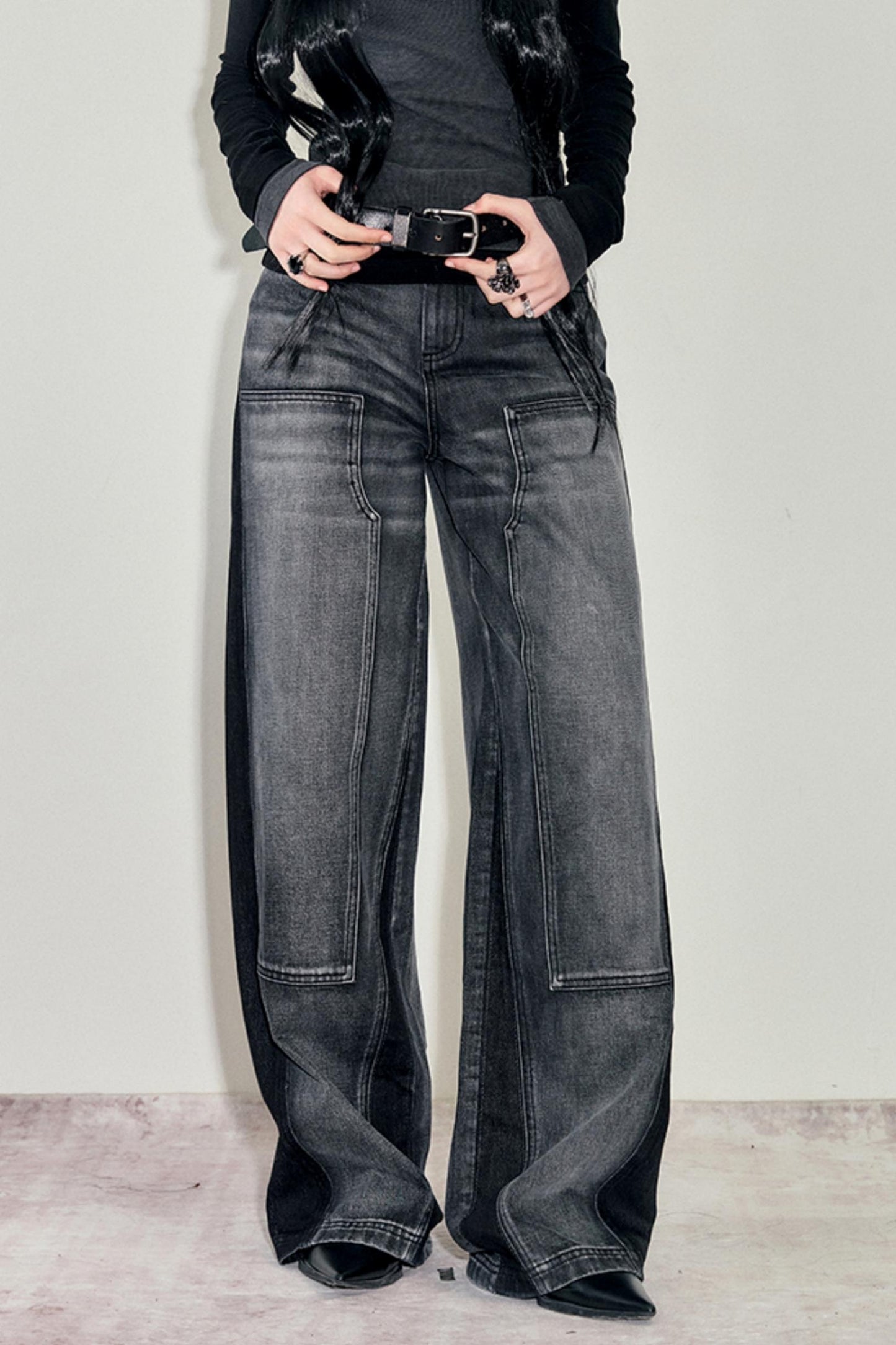 Geometric Stitch Jeans 