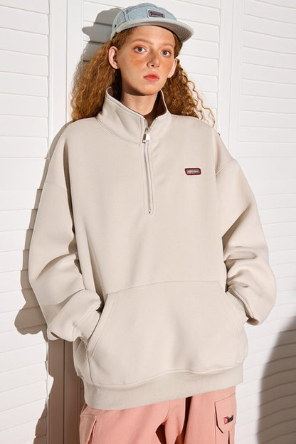 Polo Neck Zip-Up Sweatshirt