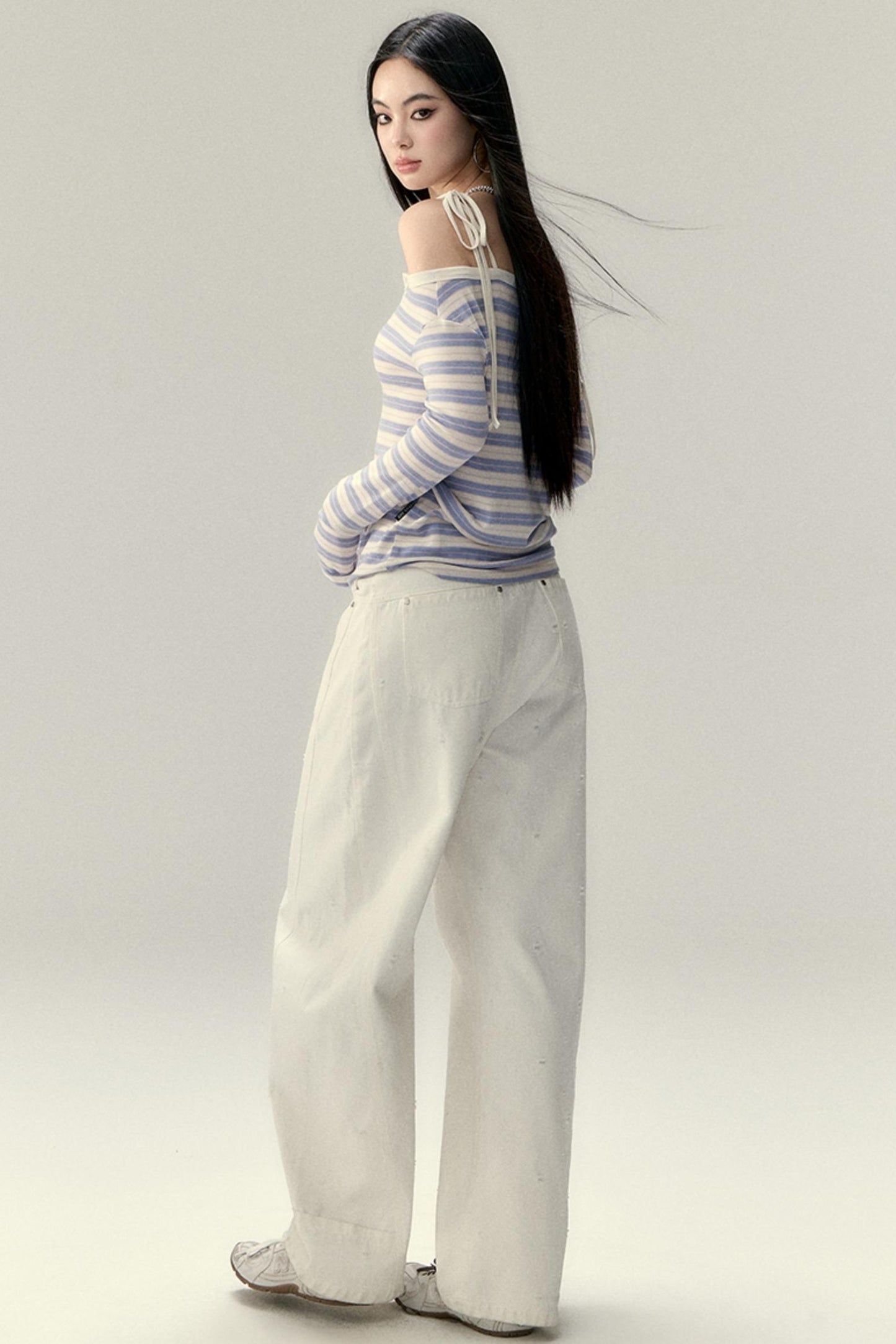 Einseitiges Wollmischung Langarmoberteil 