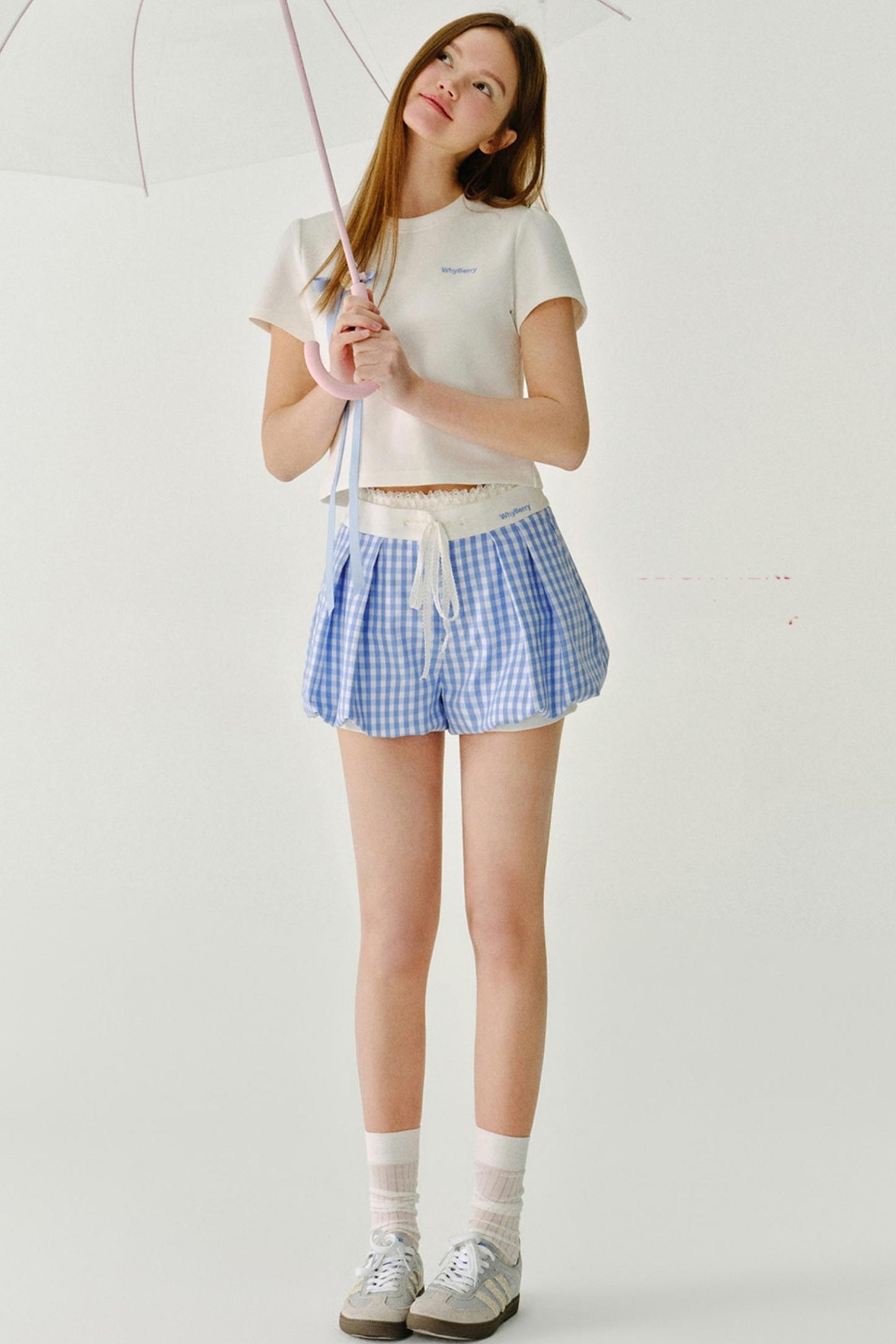 리본 디테일 레터 프린트 티셔츠 