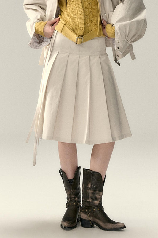 Tencel Pleated Streamer Midi Skirt