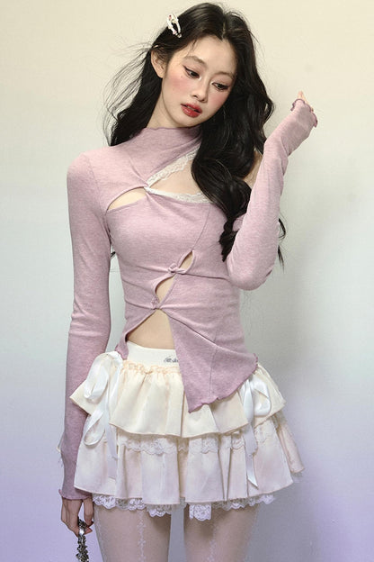 Elegant Half-High Neck Lace Top