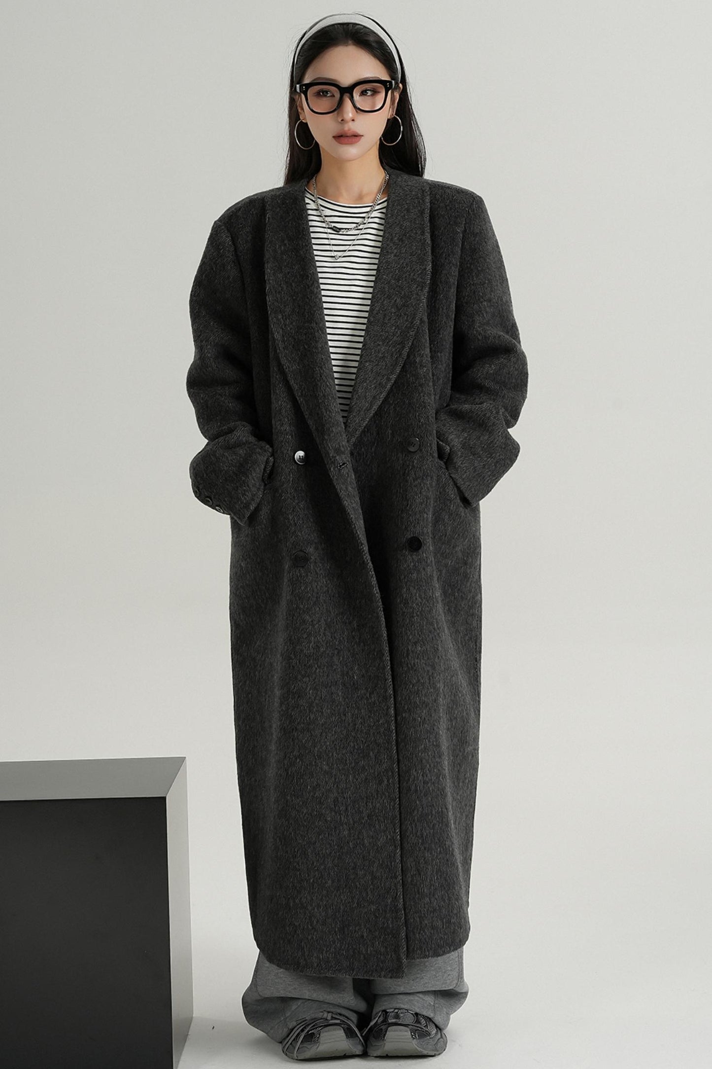 Suit Collar Tweed Wool Coat