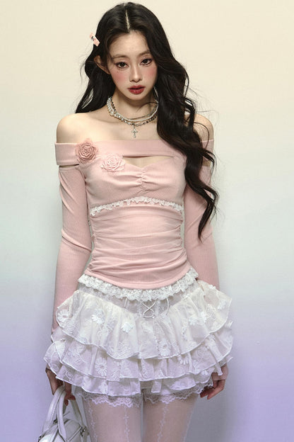 High-Waisted Jacquard Short Skirt