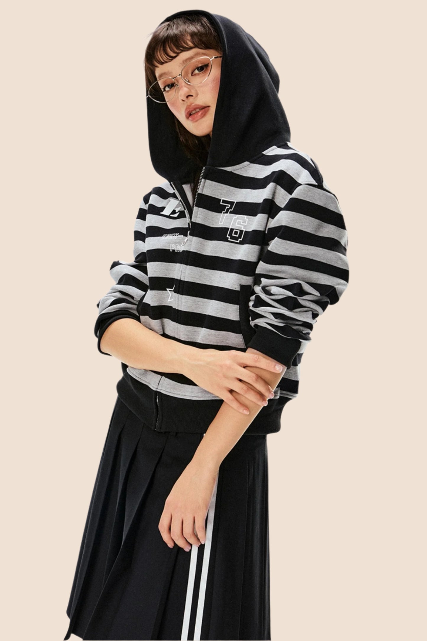 Retro Hooded Striped Sweatshirt