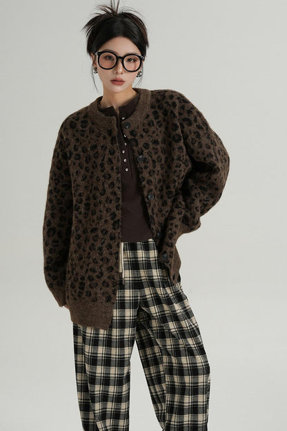 Leopard Print Knit Cardigan 