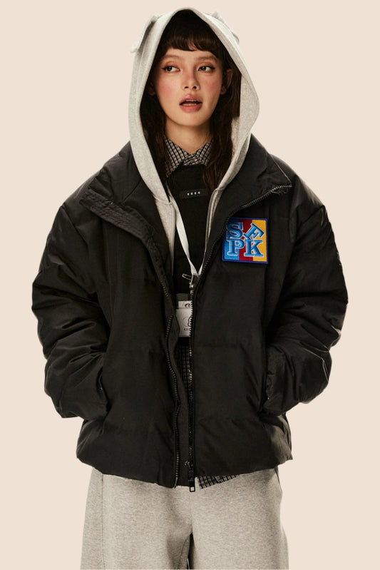 Retro Stand Collar Lightweight Down Jacket