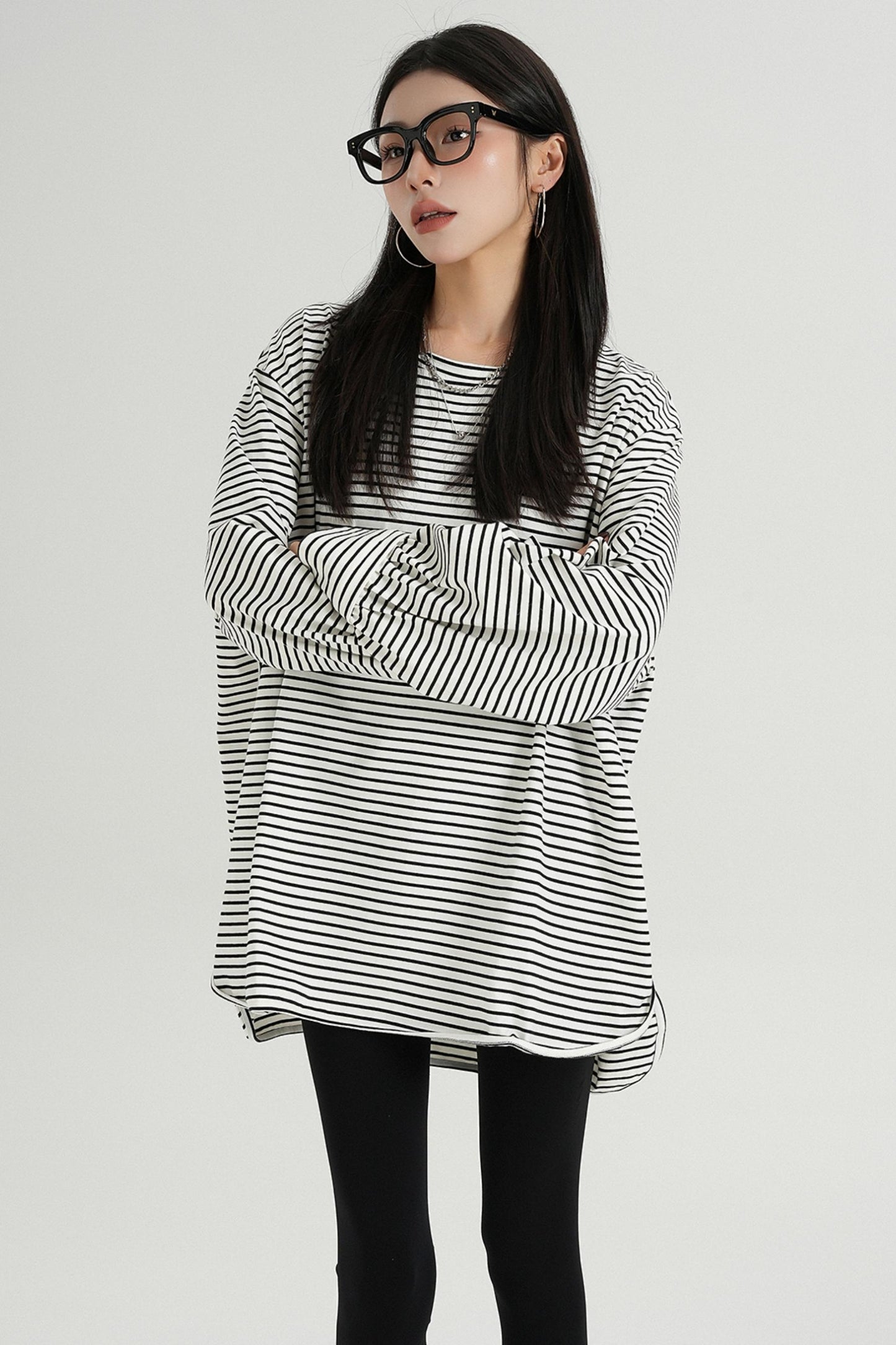 Striped Loose Crew Neck T-Shirt