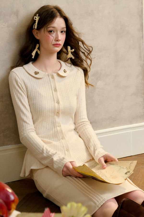 Warmes Blumenstrickoberteil 