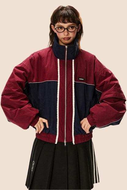 Retro Stand Collar Heavy Sports Down Jacket