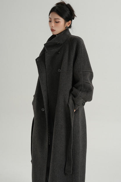 Premium Stand-Up Collar Long Coat