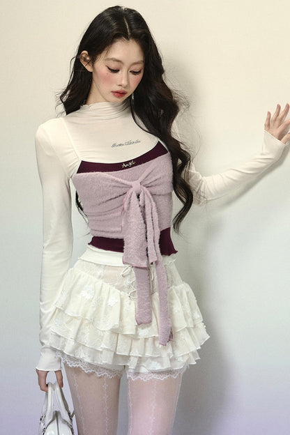 High-Waisted Jacquard Short Skirt