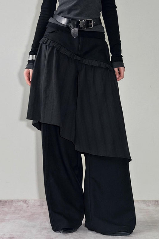 Casual Culottes Pleats Lace Pants