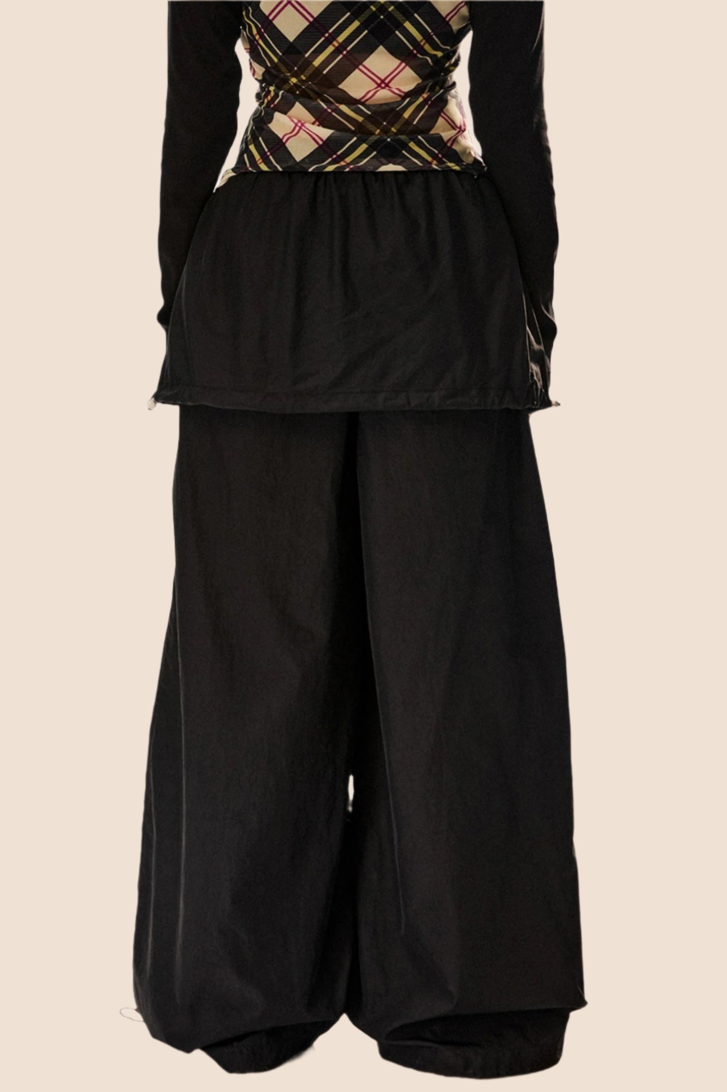 Retro Wide-Leg Check Pants