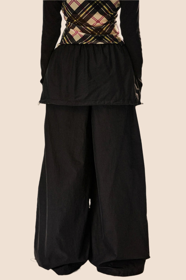 Retro Wide-Leg Check Pants