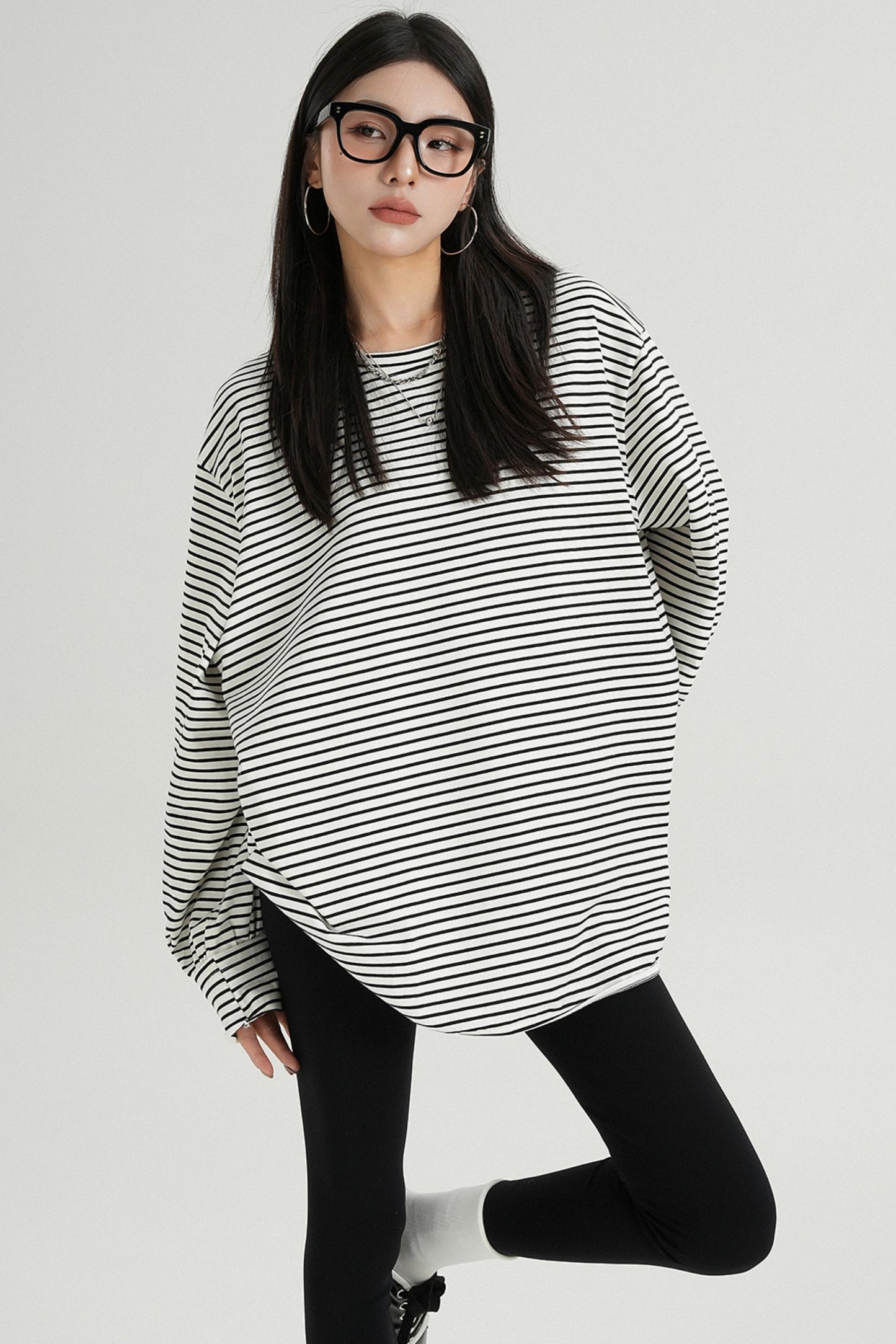 Striped Loose Crew Neck T-Shirt