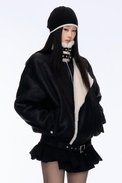 Fur Integrated Lapel Jacket