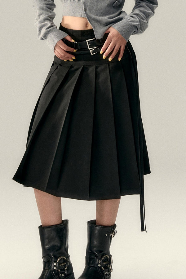 Tencel Pleated Streamer Midi Skirt