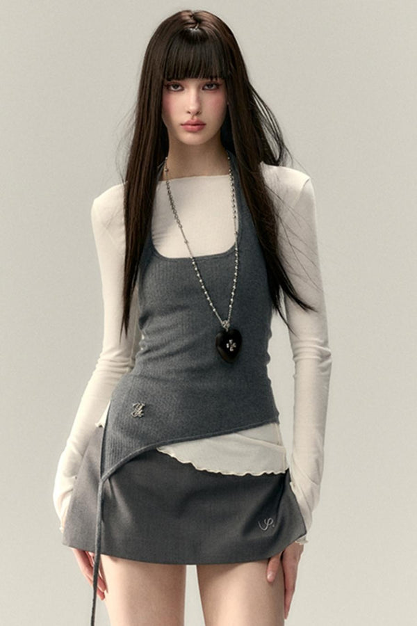 Asymmetrisches Strick-Camisole-Top 