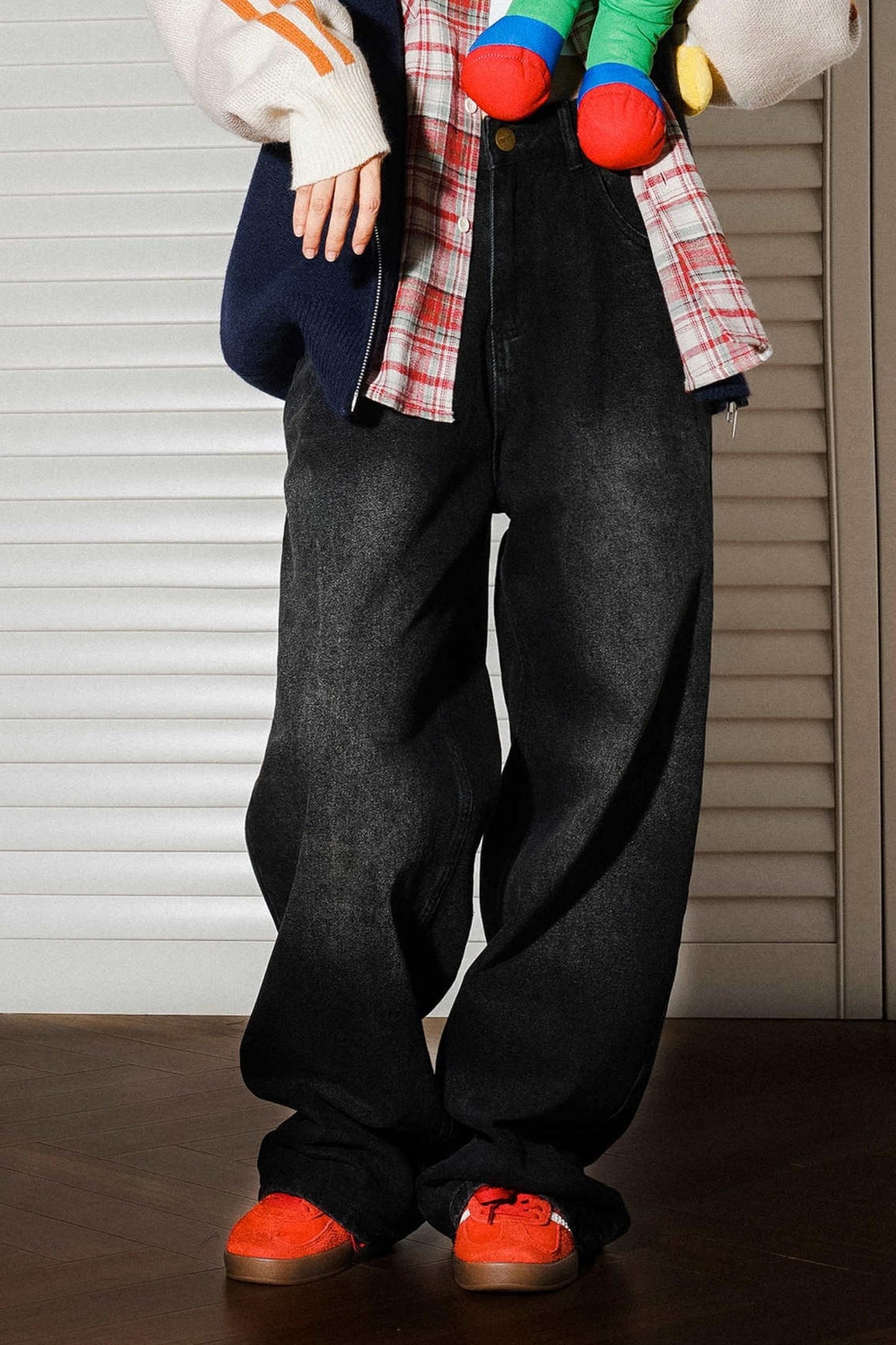 High-Waisted Slim Straight Jeans