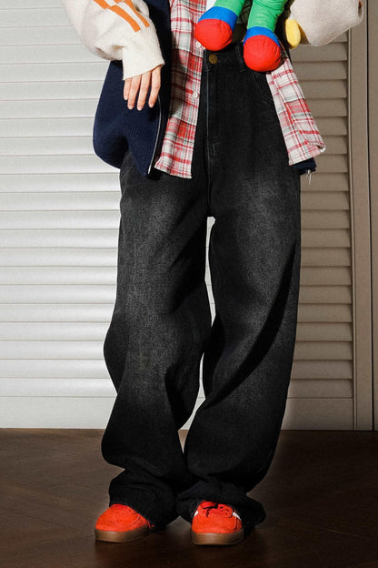 High-Waisted Slim Straight Jeans