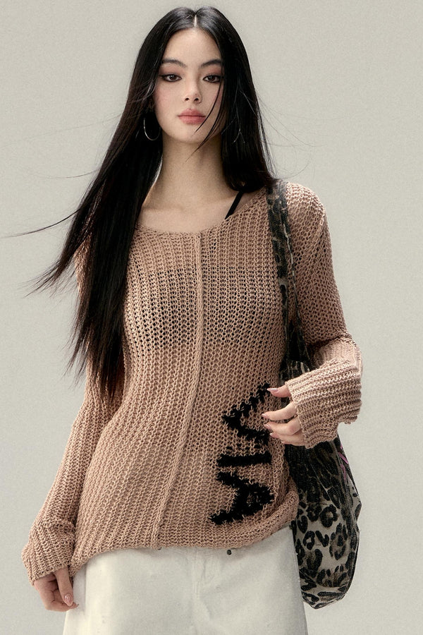 Cut-Out Monogram Knit Sweater