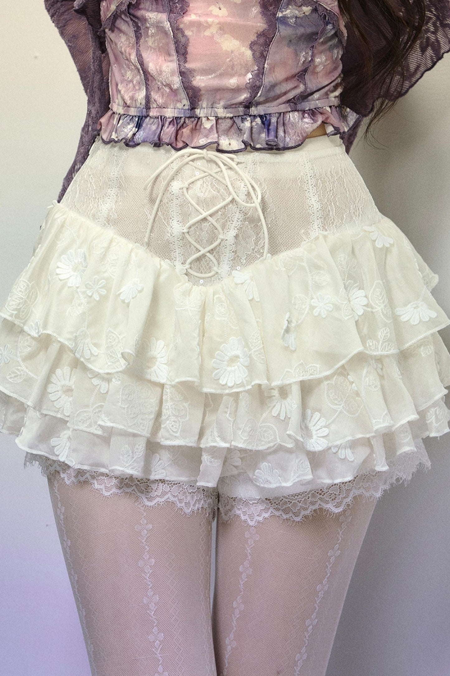 High-Waisted Jacquard Short Skirt