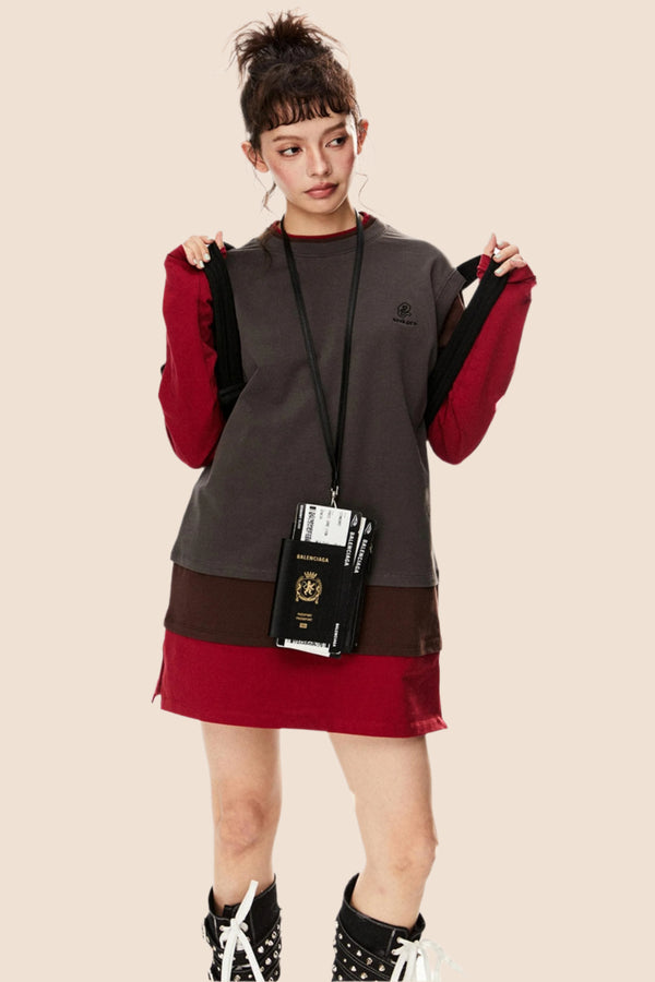 Retro Loose Layered Shoulder Top