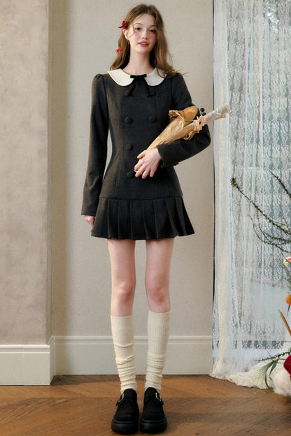 Doll Collar Pleated Dress 