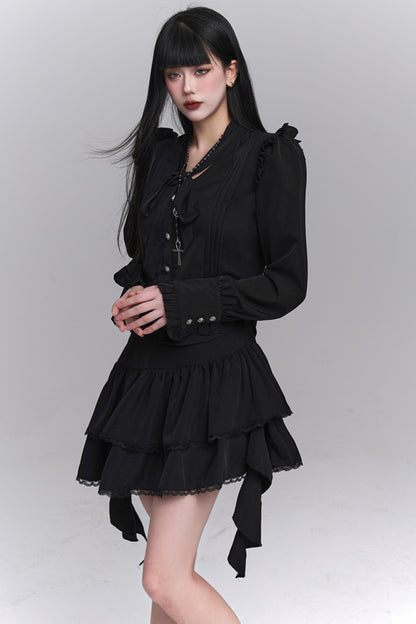 한국 스타일 셔츠 & 스커트 세트 