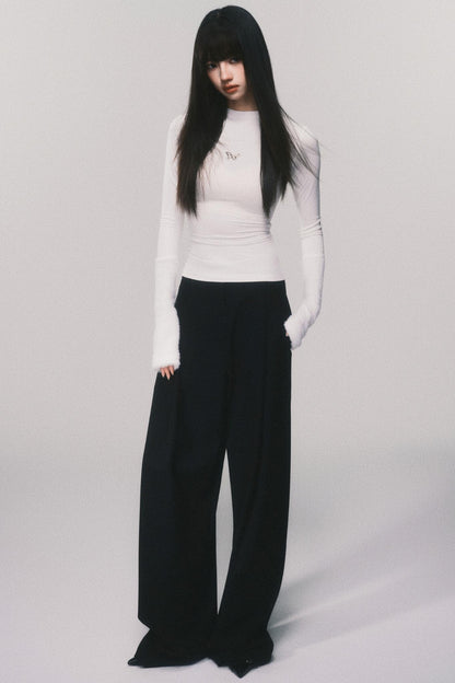 Tencel Wool High Rise Suit Pants 