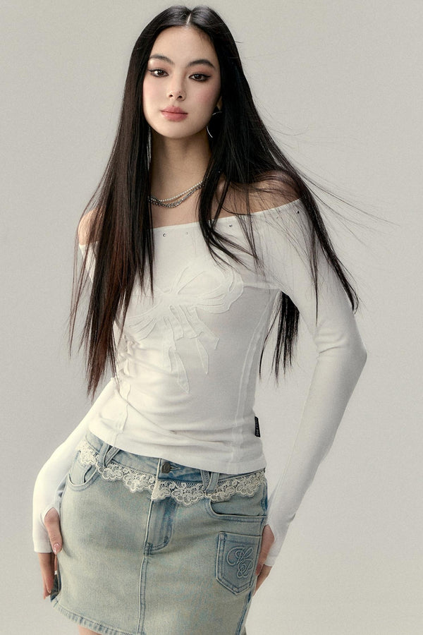 Bow Studded Shoulder Top