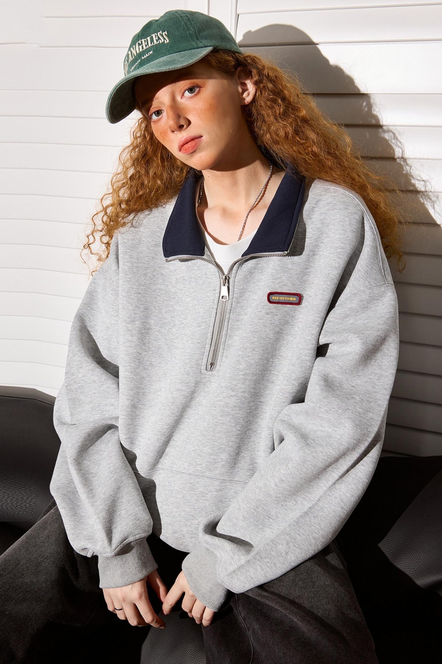 Polo Neck Zip-Up Sweatshirt