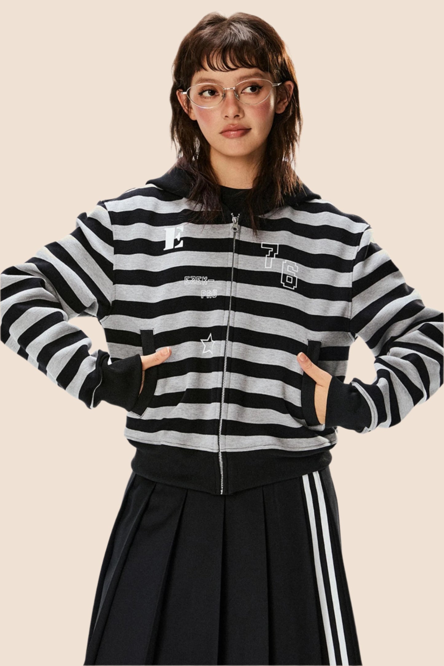 Retro Hooded Striped Sweatshirt