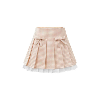 Bow Stitching Pleated Skirt