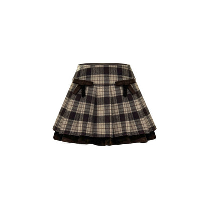 Bow Stitching Pleated Skirt