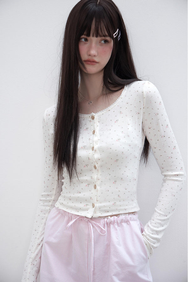 Floral Suit Cardigan & Skirt Set-Up