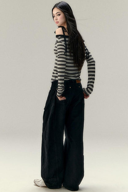 Einseitiges Wollmischung Langarmoberteil 