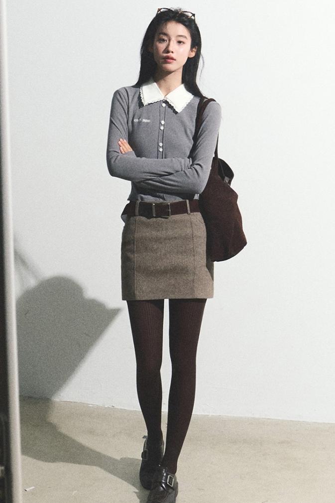 Wool A-Line Fashion Skirt