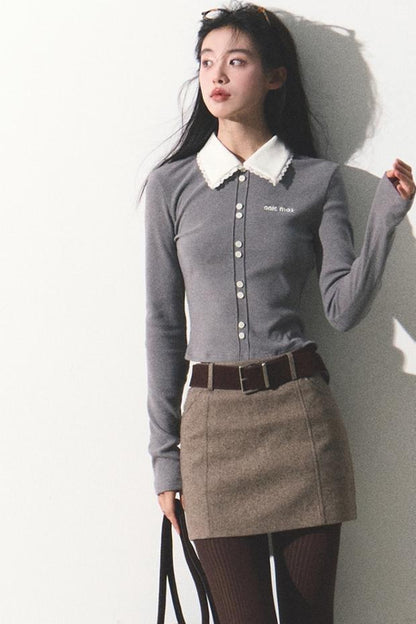 Wool A-Line Fashion Skirt