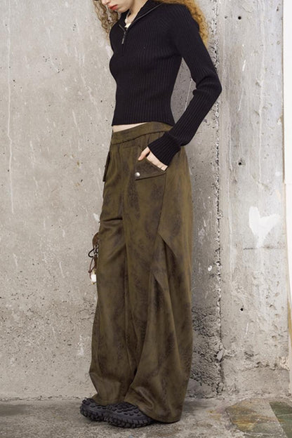 Pleated Panel Loose Fit Pants