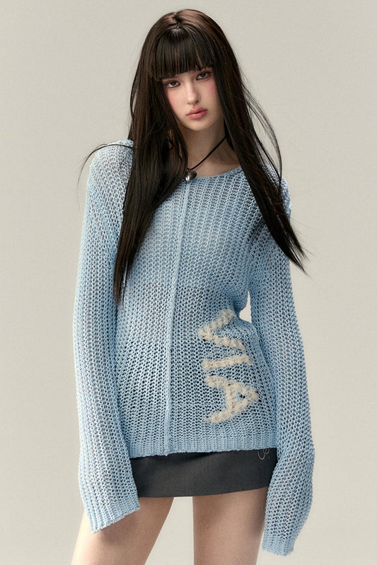 Cut-Out Monogram Knit Sweater