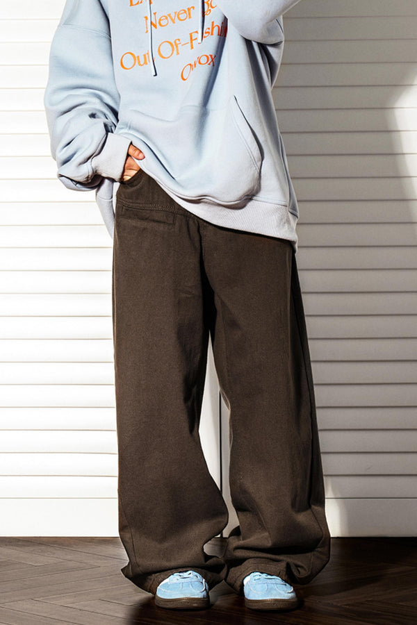 Straight-Leg Casual High-Waisted Pants